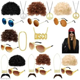 Праздничные принадлежности, забавный комплект костюмов, забавный афро-парик, солнцезащитные очки, ожерелье для 50-х, 60-х, 70-х годов, тематическая мужская одежда в стиле 80-х, аксессуары
