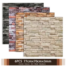 NaturCity 7077cm 3D Vinyl Brick Wall Stickers Heminredning Vattentät självadhesiva tapeter för vardagsrum 240122