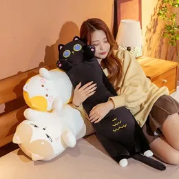 90/130cm Kawaii Soft Long Cat Pillow Stuffed Plush Toys Nap Pillow Home Comfort Cushion Boy Girl Birthday Gift cute plushies 240118