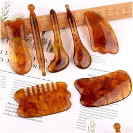 Face Massager 7st/Set Beauty Scrap Mas Tool Guasha Masr Gua Sha Board Eye Body Acupoint Stimation Therapy Spa Scraper 240111 Drop D DHCME