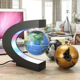 Dekorativa figurer flytande magnetisk levitation Globe Led World Map Novelty Ball Light Electronic Antigravity Lamp Home Decoration