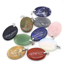 Pendant Necklaces Natural Stone Agates Oval Shape Polished Lapis Lazuli Black Onyx For Jewelry Making DIY Women Trendy Necklace Gifts