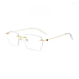선글라스 프레임 남성을위한 울트라 라이트 티타늄 림리스 안경 처방 렌즈 프레임 여성을 가진 다각형 광학 안경