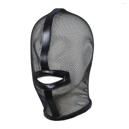 Party Supplies Sexy Mesh Facewear Adjustable Adult Cosplay Games Hollow Fishnet Headgear For Women Men Role Play Costume Open Mouth Hood