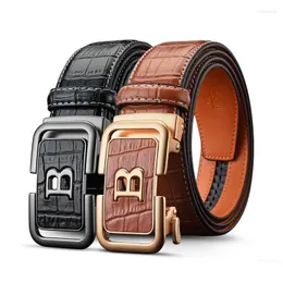 Bälten HCDW Brand Elastic Belt Man Automatisk äkta läder för män Luxury Black Brown High Quality Work Male Golf Trouser