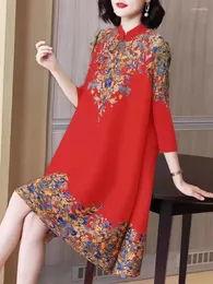 Scen Wear Dressed Women's Mom Ethnic Spring Fashion High End 2024 Luxury and Western Middle Age Red Improved Qipao