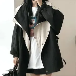 Women's Trench Coats Korean version av midjan Mid Length Jacket 2024 High-End Spring Autumn Clothes Loose Leisure Tooling Coat