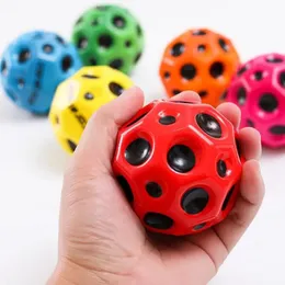 Useful Hole Galaxy Soft Bouncy Ball Antifall Moon Shape Porous Popping Sensory Fidget Toy Adult Kids Stress Relief 240202