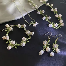 Collana orecchini set braccialetto bianco mughetto super fata stallone ragazze clavicola catena gioielli gioielli regali