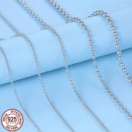 Kedjor Real Sterling Sier 1mm/ 1,5mm/ 2mm Ball Beads Chain Halsband Fit Pendant S Fina smycken för kvinnliga män