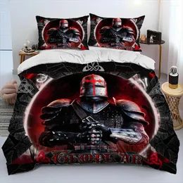 寝具セットCavalier Knight Templar Crusaders Comforter Set Duvet Cover Bed Quilt Pillowcase King Queen Size