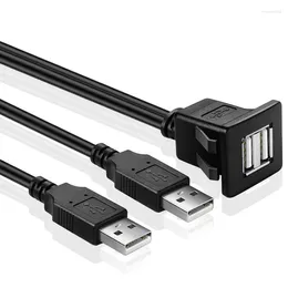 NKU 1M 3FT 2ポートデュアルUSB 2.0四角い拡張ケーブルフラッシュマウントダッシュパネル用ボート防水コード