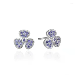 Stud Earrings Simple And Refreshing Inlaid With Crystal Stones Flower For Girl