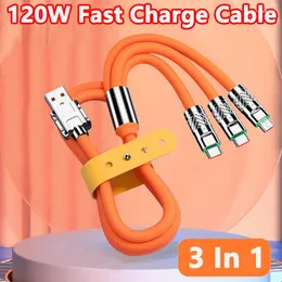 In 1 Flüssigsilikon 120W Schnellladekabel Micro USB Typ-C Zinklegierung Daten für IPhone 13 Pro Max Xiaomi Samsung