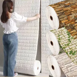 70cm * 1m 3D Tijolo Padrão Adesivo de Parede Painel Autoadesivo À Prova D 'Água Sala de estar Papel de Parede Decoração de Casa 240123