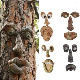 Garden Decorations Resin Face Tree Bark Ghost Facial Features Decoration Funny Old Man Hugger Art Outdoor Sculpture