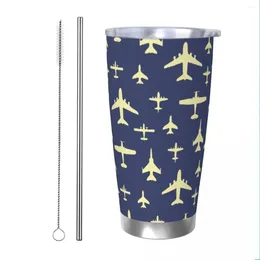 Tumblers förbi flygplan Tumbler Vakuumisolerad pilot luftkämpe kaffekoppar rostfritt stål kontor hem muggar kall dryck 20oz