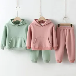 Kläder sätter vinterbarnskläder barn varma fleece tjocka luvtröjor tröja toppar byxor höst pojke och flicka outwear