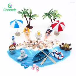 Estatuetas decorativas mini conjunto de praia modelo em miniatura ornamento casa boneca verão oceano escala modelos simulação cena po decoração adereços