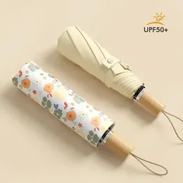 우산 편리한 태양 우산 남성 UV 보호 일몰 방지 컬러 젤 접이핑 비 및 작은