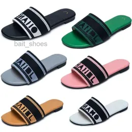 Pares designer slides feminino tecido bordado slide sandálias praia caminhada chinelos moda salto baixo plana chinelo sapatos de luxo