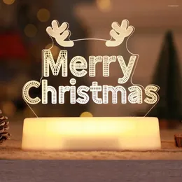 Bordslampor jul 3d akryl LED -ljus 2024 Santa Claus älg dekorationslampa för hem sovrum sageljus belysning