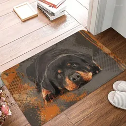 Mattor Anpassad söt Rottweiler Dog Doormat Icke-halking Entré Bad Kök Dörrgolv Mattor Djur vardagsrum mattan