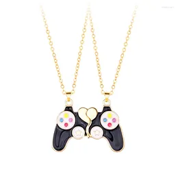 Pendant Necklaces 2-color Game Console Handle Magnet Friends Necklace Chain Cute BFF Friendship Jewelry Charm For Kids