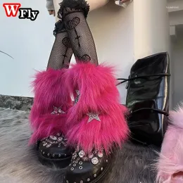 Women Socks Pink Plush Leg Warmers Warm In Autumn And Winter Woman Gothic Punk Spicy Girl Y2k Harajuku Millennium