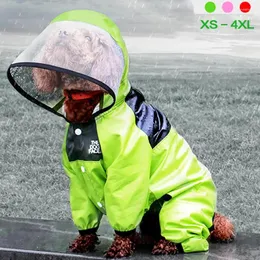 Cão vestuário pet capa de chuva o rosto roupas macacão impermeável jaqueta cães resistente à água para casaco