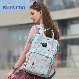 SUNVENO MOMMY DIAPER Väska stor kapacitet Baby Nappy Designer Nursing Fashion Travel Ryggsäck Vård för Mother Kid 240129