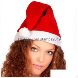 Christmas Decorations Decoration P Hat Santa Claus Cosplay Hats Children Decor Caps Adt Red Thicken Cap Festival Party Supplies Bh49 Dhojd