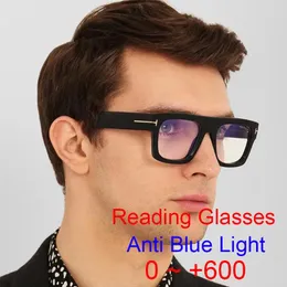 Occhiali da sole Occhiali da lettura quadrati grandi anti luce blu Computer ottico Occhiali da vista di marca di lusso per uomo Cornice nera oversize 2 3