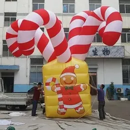 Atacado 8mh (26 pés) com soprador grandes enfeites infláveis de natal bastões de doces gigantes caixa de presente de natal para decorações de festa de feriado