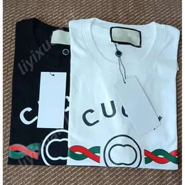 Advanced Version Italy Fashion GG Men's T-Shirt Tops Summer Female GG Letter Printing Luxury Brands Shirt Men And Women Highs Quality QUCCI Casual Cotton Tees 6928