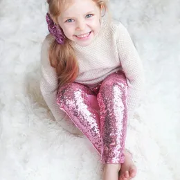 Pantaloni per bambine Pantaloni con paillettes rossi personalizzati Leggings per bambini Compleanno con scintillii dorati