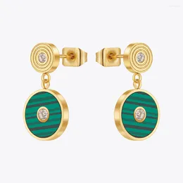 Stud Earrings ENFASHION Aretes De Mujer Peacock Green Disc For Women's 18K Plated Gold Fashion Jewelry Anniversary Gift E231469