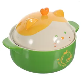 Dinnerware Sets Ceramic Bowl With Lid Salad Instant Ramen Soup Cute Bowls Handles Ceramics Snack Noodle Child