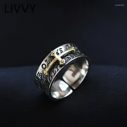 حلقات الكتلة Livvy التايلاندية الفضة اللون خمر الشرير الهيب هوب عبر القابل للتعديل للنساء حفلات الموضة المجوهرات الرجال