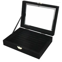 Jewelry Pouches Velvet Glass Ring Earring Display Organizer Box Tray Holder Storage Case