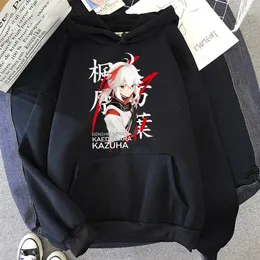 Hoodies femininos dos desenhos animados genshin impacto harajuku moda jovem das mulheres dos homens kawaii hu tao gráfico xiao pulôver moletom topos