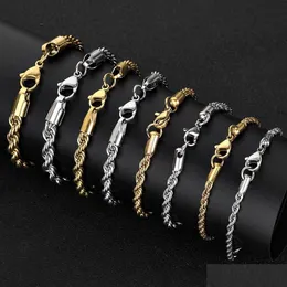 Chain Simple Rope Stainless Steel Twisted Bracelet 3/4/5/6Mm Gold Sier Wholesale Anti-Rust /Reduced Drop Delivery Jewelry Bracelets Dhdy8