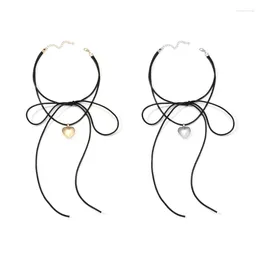 체인 조절 가능한 하트 펜던트 목걸이 여성을위한 사랑-차커 체인 bowknot 컬러 로프 clavicle 보석