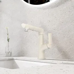 Rubinetti per lavandino del bagno Rubinetto per lavabo Rubinetto in rame e freddo multifunzionale per uso domestico bianco latte