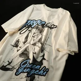 Męskie topy zbiornikowe duże koszulki koszule anime asuka print y2K ubrania grafika kawaii streetwear harajuku zabawny grunge