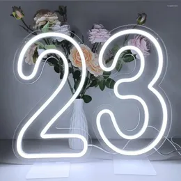 Украшение для вечеринки 38 см неоновые фоны номер знак свет для украшения на день рождения USB питание акриловые белые светодиодные фонари