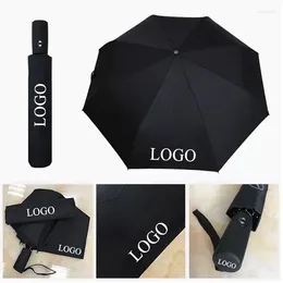 우산 맞춤형 자동 트리플 폴드 우산 검은 고무 비즈니스 카 로고 브랜드 선물 광고 클리어