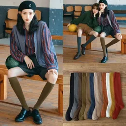 Kadın Çoraplar Uzun JK Çoraplar Organik Katı Sıcak Uyluk Yüksek Bayanlar Kızlar Sokak Moda Genç Günlük Diz Harajuku