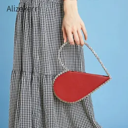 Pochette da sera con cuore rosso con diamanti Borsa da donna chic con strass in acrilico con manico nero per la festa nuziale Sac A Main 240119