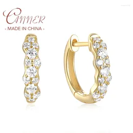 Orecchini a cerchio CANNER S925 argento sterling cristallo zircone per donne ragazze moda oro fibbia orecchio gioielli da sposa regali Huggie